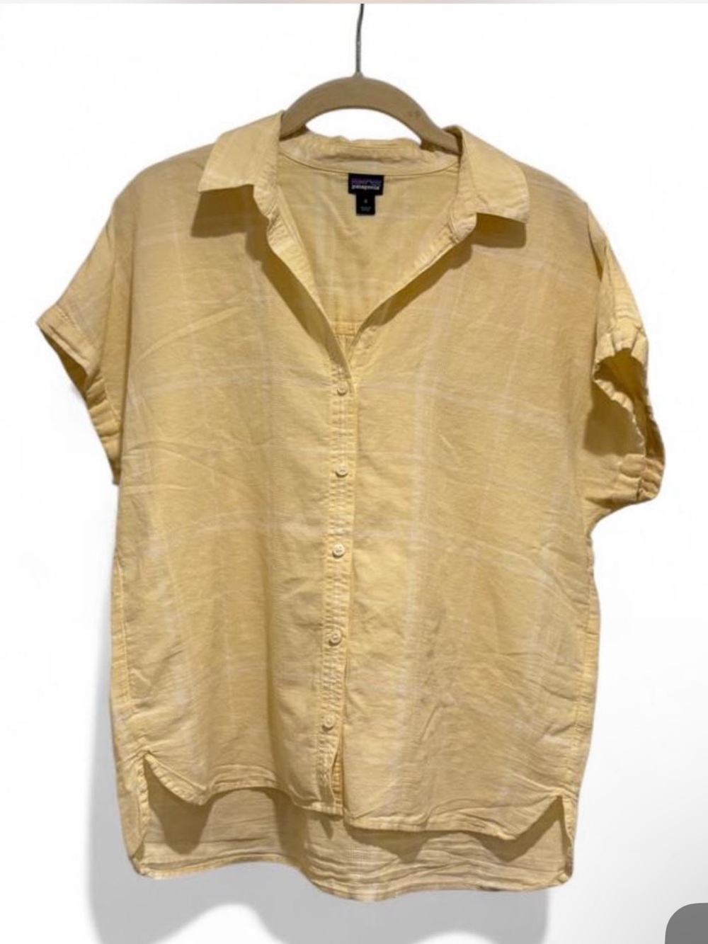 Patagonia Organic Cotton Yellow Plaid Short-Sleeve Button Down Shirt - Picture 2 of 7